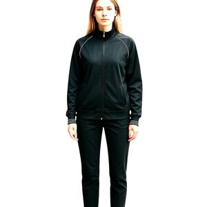 Tail Golf Sports Wear Track Warm Up Jacket Stripe Detail Zip Pockets Black Small